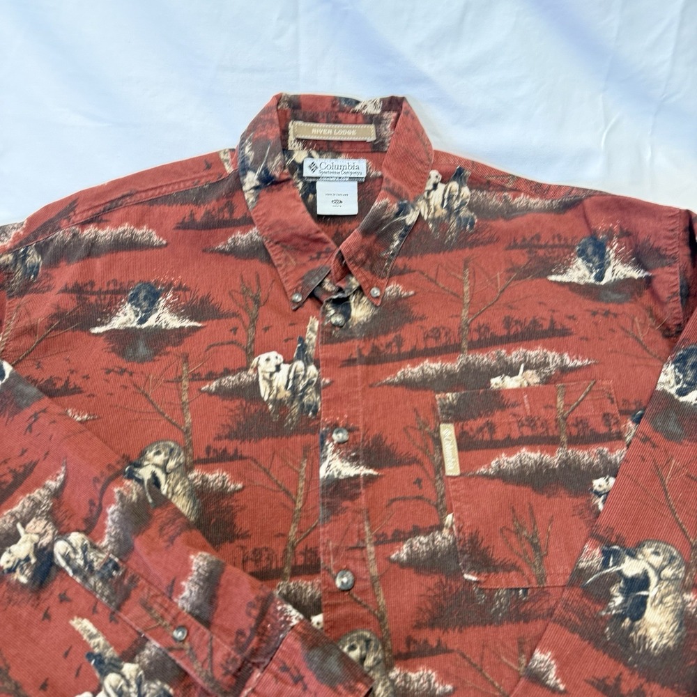 Columbia River Lodge Dog Hunting Shirt Men's Sz XXL Red Corduroy Button Front - Picture 4 of 14